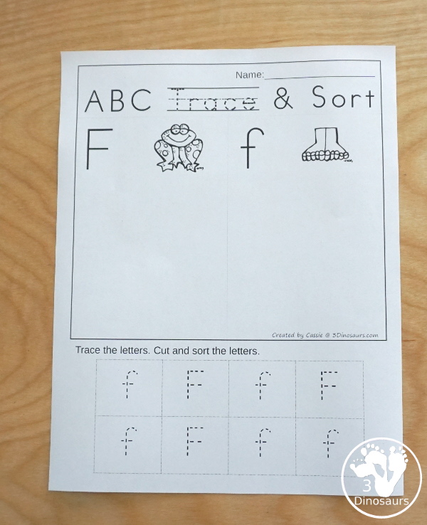 ABC Trace & Sort - works on tracing uppercase and lowercase letters and sorting them with all 26 letters of the alphabet - 3Dinosaurs.com