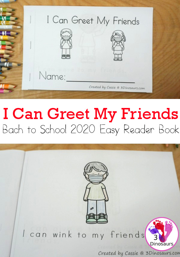 Free I Can Greet My Friends Easy Reader Book - a back to school easy reader book for 2020 with 8 page book - 3Dinosaurs.com