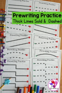 Easy No-Prep Free Prewriting Practice Solid & Dashed Printables
