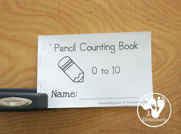 Free Pencil Number Word Counting Book Printable - with numbers from 0 to 10 with coloring number color and tracing number word in the sentence - 3Dinosaurs.com