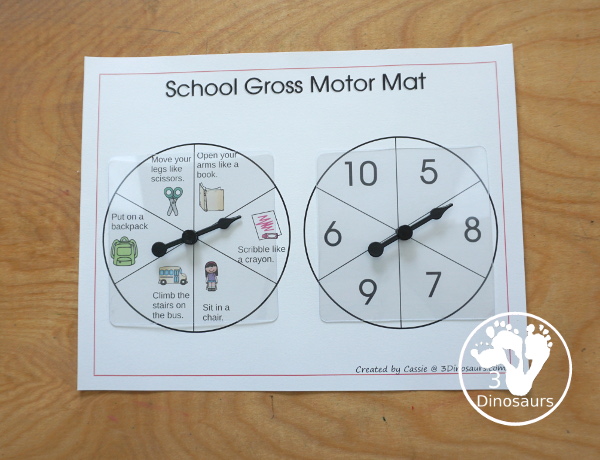 School Gross Motor Set For Kids - with  gross motor dice, school gross motor task cards, school gross motor rolling mats and more - 3Dinosaurs.com