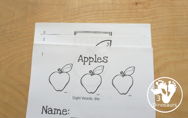 Free Apple Easy Reader Book - a fun 8 page book with different apple themes in the book with a sight word the focus with the apple themes - 3Dinosaurs.com