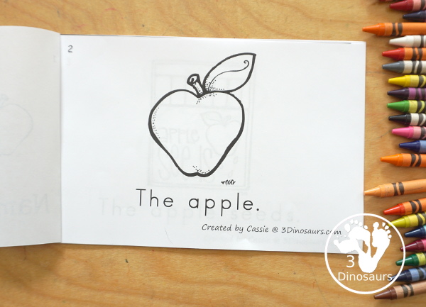 Free Apple Easy Reader Book - a fun 8 page book with different apple themes in the book with a sight word the focus with the apple themes - 3Dinosaurs.com