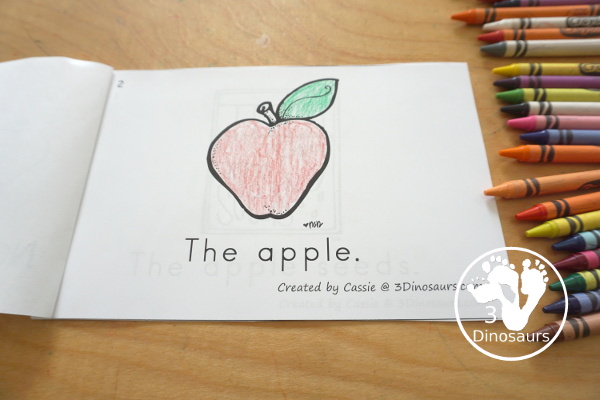 Free Apple Easy Reader Book - a fun 8 page book with different apple themes in the book with a sight word the focus with the apple themes - 3Dinosaurs.com