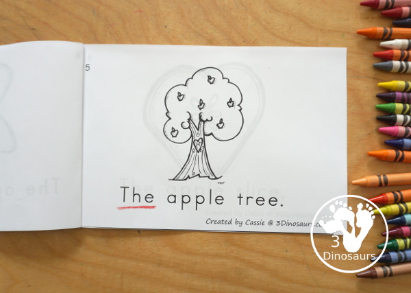 Free Apple Easy Reader Book - a fun 8 page book with different apple themes in the book with a sight word the focus with the apple themes - 3Dinosaurs.com