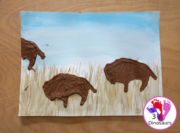 Buffalo Painting with Buffalo at Breakfast - A great activity to go with the book or any great plains theme that learns about the buffalo - 3Dinosaurs.com