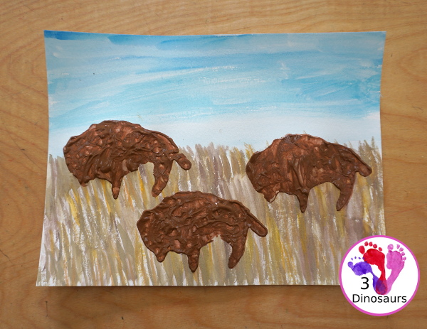 Buffalo Painting with Buffalo at Breakfast - A great activity to go with the book or any great plains theme that learns about the buffalo - 3Dinosaurs.com