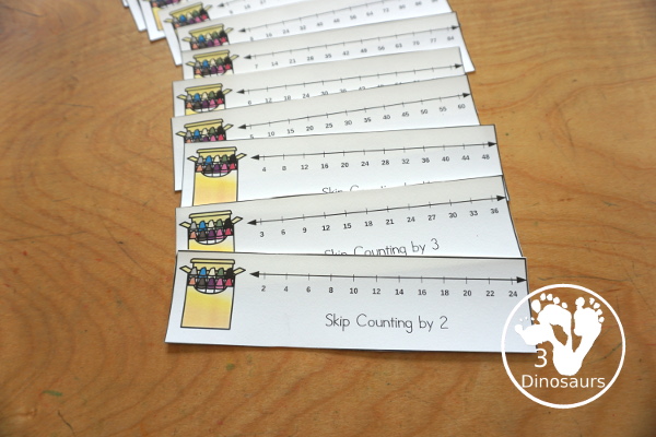 Crayon Skip Counting Set - Skip Counting 2 to 12 - A great way to work on skip counting with different activities from skip counting worksheets, skip counting puzzles, skip counting task cards, skip counting number lines and more. All with a fun crayon theme for school.  - 3Dinosaurs.com