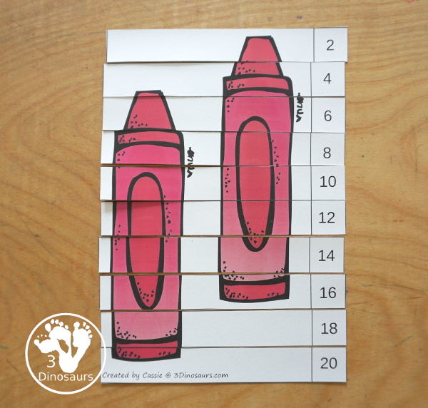 Crayon Skip Counting Set - Skip Counting 2 to 12 - A great way to work on skip counting with different activities from skip counting worksheets, skip counting puzzles, skip counting task cards, skip counting number lines and more. All with a fun crayon theme for school.  - 3Dinosaurs.com