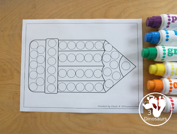 Free Pencil Fine Motor Mats with pencil templates, pencil outlines, pencil playdough mat, pencil tracing and pencil dot marker - All great printables for working on fine motor with kids. - 3Dinosaurs.com