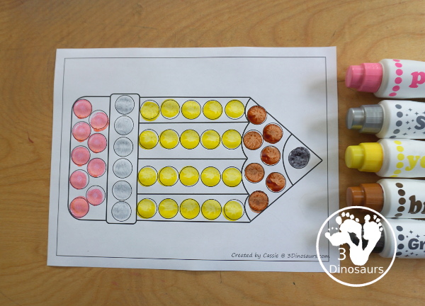 Free Pencil Fine Motor Mats with pencil templates, pencil outlines, pencil playdough mat, pencil tracing and pencil dot marker - All great printables for working on fine motor with kids. - 3Dinosaurs.com