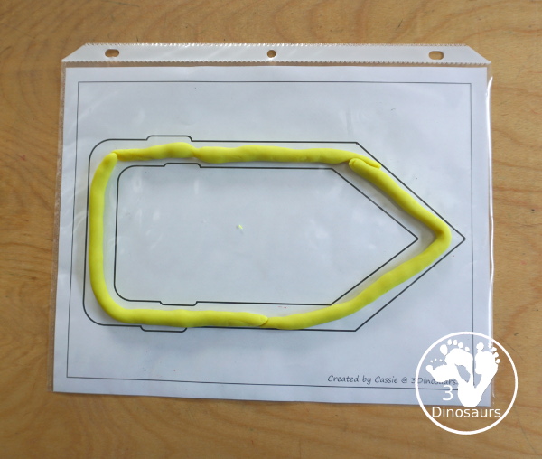 Free Pencil Fine Motor Mats with pencil templates, pencil outlines, pencil playdough mat, pencil tracing and pencil dot marker - All great printables for working on fine motor with kids. - 3Dinosaurs.com