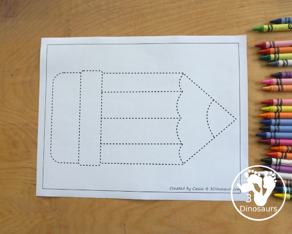 Free Pencil Fine Motor Mats with pencil templates, pencil outlines, pencil playdough mat, pencil tracing and pencil dot marker - All great printables for working on fine motor with kids. - 3Dinosaurs.com