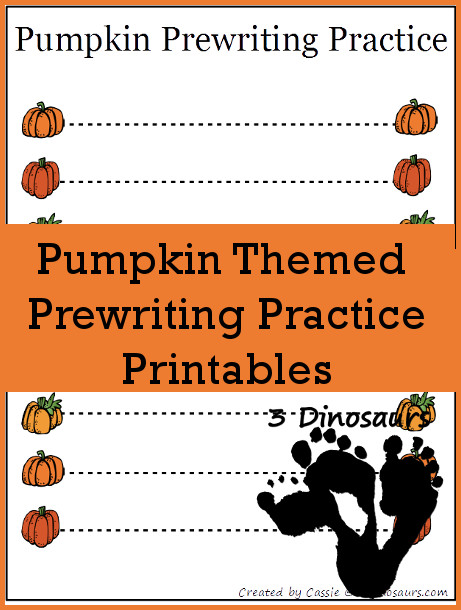 Free Pumpkin Prewriting Printables: dashed line, solid line, thick line dashed - 3Dinosaurs.com