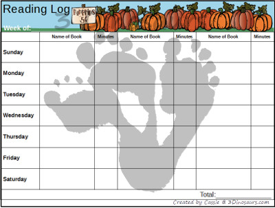 Free Weekly Fall Reading Charts - 3Dinosaurs.com
