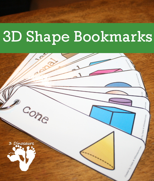 Free 3D Shape Bookmarks - 14 different 3D shapes - 3Dinosaurs.com