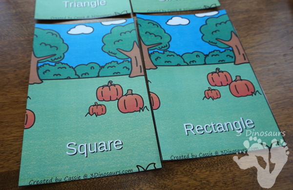 FREE Fun Hands-On Pumpkin Shape Sorting - circle, square, rectangle, and triangle - 3Dinosaurs.com