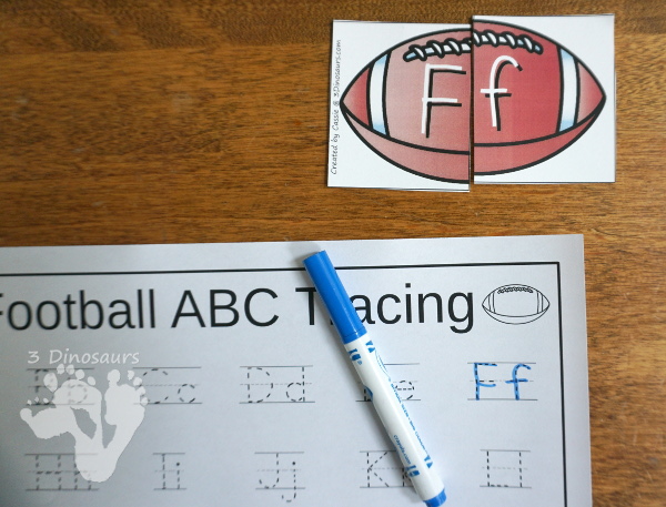 Free Football Themed ABC Puzzles - 26 puzzles with a tracing and covering sheet - 3Dinosaurs.com