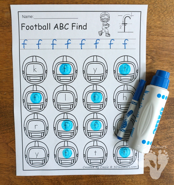 Free Football Themed ABC Puzzles - 26 puzzles with a tracing and covering sheet - 3Dinosaurs.com