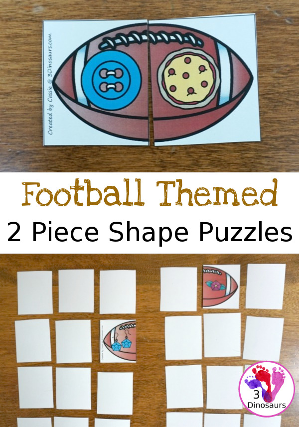 Free Football Shape Matching Puzzles - 12 different shapes for kids to match - 3Dinosaurs.com