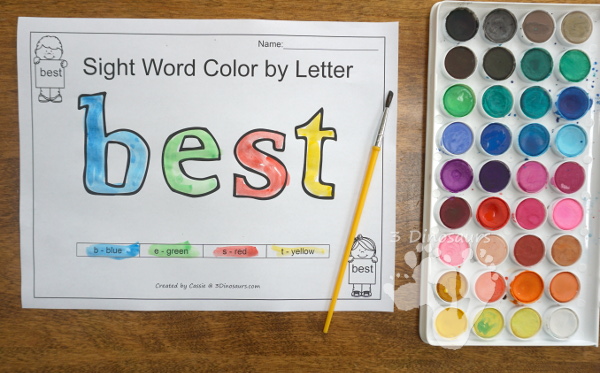 Free Romping & Roaring Second Grade Sight Words: before, best, both, buy 6 pages of printables for each word - 3Dinosaurs.com