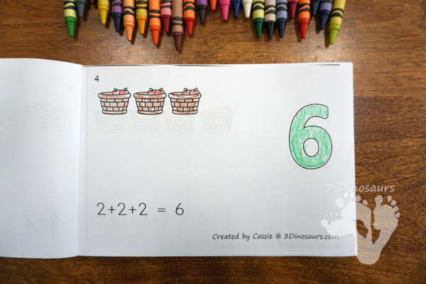 Free Skip Counting by 2 Apple Book - an easy book to work on groups of numbers by 2 - 3Dinosaurs.com