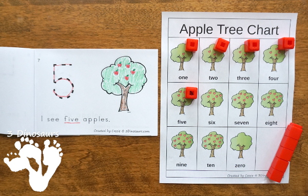 Apple Tree Counting Easy Reader Book Set - numbers 0 to 10 with two books, hands-on activities, clip cards and charts to watch the two book options - 3Dinosaurs.com