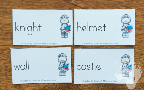 Free Castle Themed Sorting Noun & Verbs with Knight at Dawn - a fun way to work on words from the book plus learning learning to read skills with writing - 3Dinosaurs.com