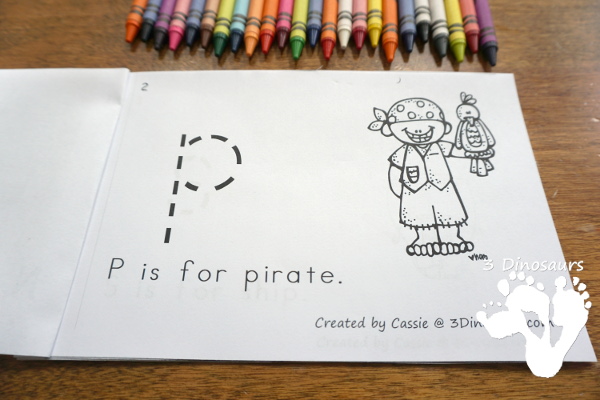 Free Pirate Theme ABC Easy Reader Book - simple 14 page book to use with kids while working on lowercase letters and simple sentence reading - 3Dinosaurs.com