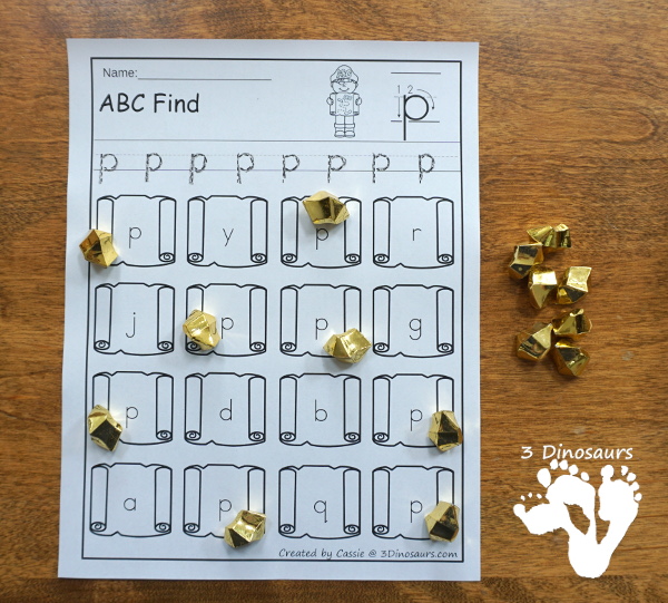 Easy No-Prep Pirate ABC Find - easy no-prep printables with a fun pirate map theme 52 pages with uppercase and lowercase $ - 3Dinosaurs.com