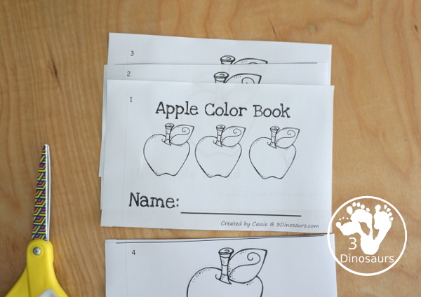 Free Apple Color Easy Reader Book & Clip Cards - 11 colors words in an apple themed book with matching apple themed color clip cards - 3Dinosaurs.com