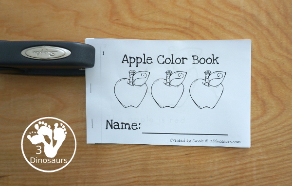 Free Apple Color Easy Reader Book & Clip Cards - 11 colors words in an apple themed book with matching apple themed color clip cards - 3Dinosaurs.com