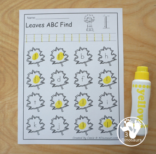 Free Fall ABC Letters themed Tracing Easy Reader Book - with letters a, l, p, s, r, h, t in a 12 page book - 3Dinosaurs.com