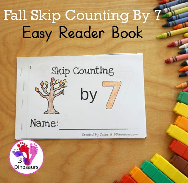 Free Fall Tree Skip Counting by 7 Easy Reader Book - a fun easy reader book for kids to work on skip counting with leaves by 7s - 3Dinosaurs.com