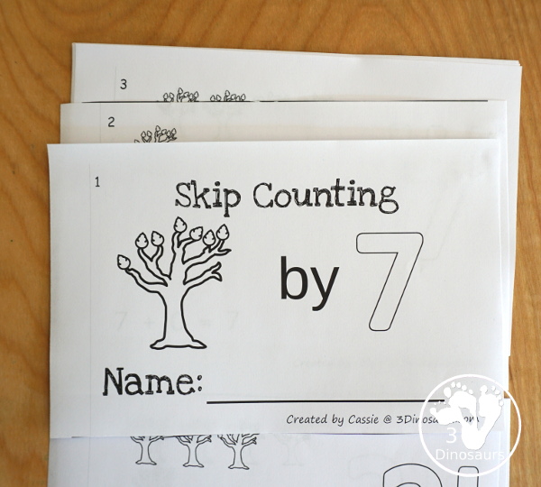 Free Fall Tree Skip Counting by 7 Easy Reader Book - a fun easy reader book for kids to work on skip counting with leaves by 7s - 3Dinosaurs.com