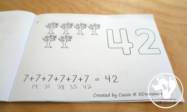 Free Fall Tree Skip Counting by 7 Easy Reader Book - a fun easy reader book for kids to work on skip counting with leaves by 7s - 3Dinosaurs.com