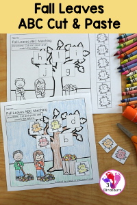 Free Fall Leaves Matching ABC Cut & Paste