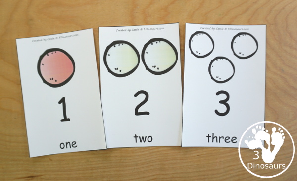Free Number Wall Cards 1 to 20 - you have number wall cards that are great for PreK and kindergarten with a fun gumball themed with number digit and number word on the cards - 3Dinosaurs.com