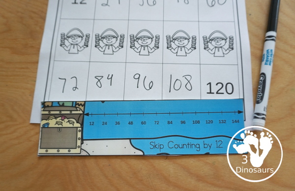 Pirate Skip Counting Activities - with no-prep packs, skip counting mats, skip counting 10 piece puzzles, and task cards to work on skip counting from 2 to 12 - 3Dinosaurs.com