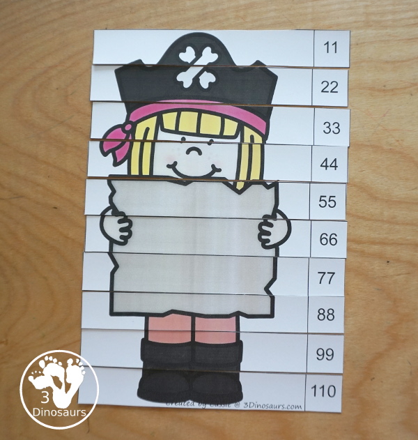 Pirate Skip Counting Activities - with no-prep packs, skip counting mats, skip counting 10 piece puzzles, and task cards to work on skip counting from 2 to 12 - 3Dinosaurs.com