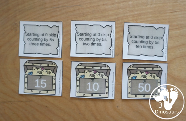 Pirate Skip Counting Activities - with no-prep packs, skip counting mats, skip counting 10 piece puzzles, and task cards to work on skip counting from 2 to 12 - 3Dinosaurs.com
