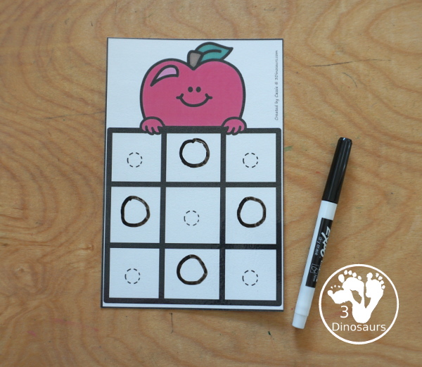 Free Apple ABC Tracing Cards with a 3 by 3 tracing rows of uppercase and lowercase letters. A fun way to change up handwriting for kids. - 3Dinosaurs.com