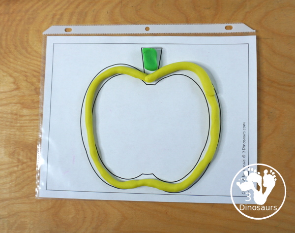 Free Apple Fine Motor Mat Printable - with 4 different apple mats for you to use with kids with an apple template, apple tracing, apple dot marker and apple dot marker printable - 3Dinosaurs.com