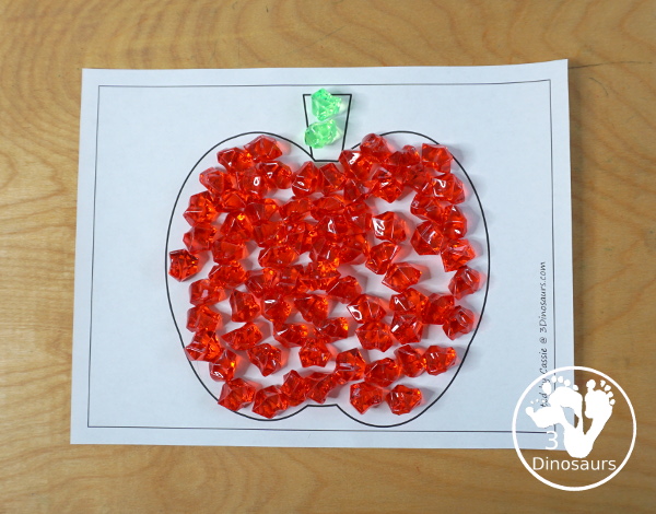 Free Apple Fine Motor Mat Printable - with 4 different apple mats for you to use with kids with an apple template, apple tracing, apple dot marker and apple dot marker printable - 3Dinosaurs.com