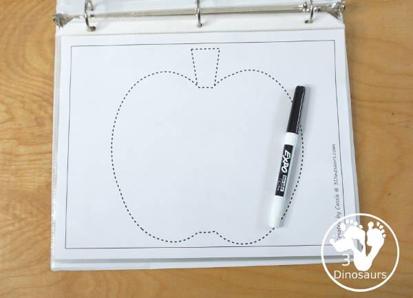 Free Apple Fine Motor Mat Printable - with 4 different apple mats for you to use with kids with an apple template, apple tracing, apple dot marker and apple dot marker printable - 3Dinosaurs.com