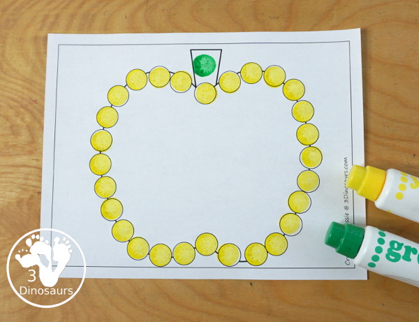 Free Apple Fine Motor Mat Printable - with 4 different apple mats for you to use with kids with an apple template, apple tracing, apple dot marker and apple dot marker printable - 3Dinosaurs.com