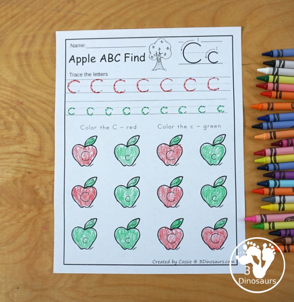 Easy No-Prep Apple ABC Find:  Uppercase & Lowercase - easy no-prep printables with a fun apple theme 26 pages with uppercase and lowercase together - 3Dinosaurs.com