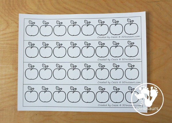 Free Apple Pattern Printable - a great way to work on patterns for the fall with AB and ABC patterns for kids to use with pattern worksheets, pattern grids, continue the pattern for kindergarten and PreK pattern math. - 3Dinosaurs.com