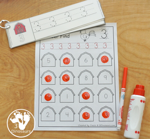 Farm Number Find - easy to use no-prep printable numbers 0 to 20 $ - 3Dinosaurs.com