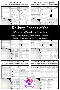 Phases of the Moon Weekly Packs – Prek to Fourth Grade